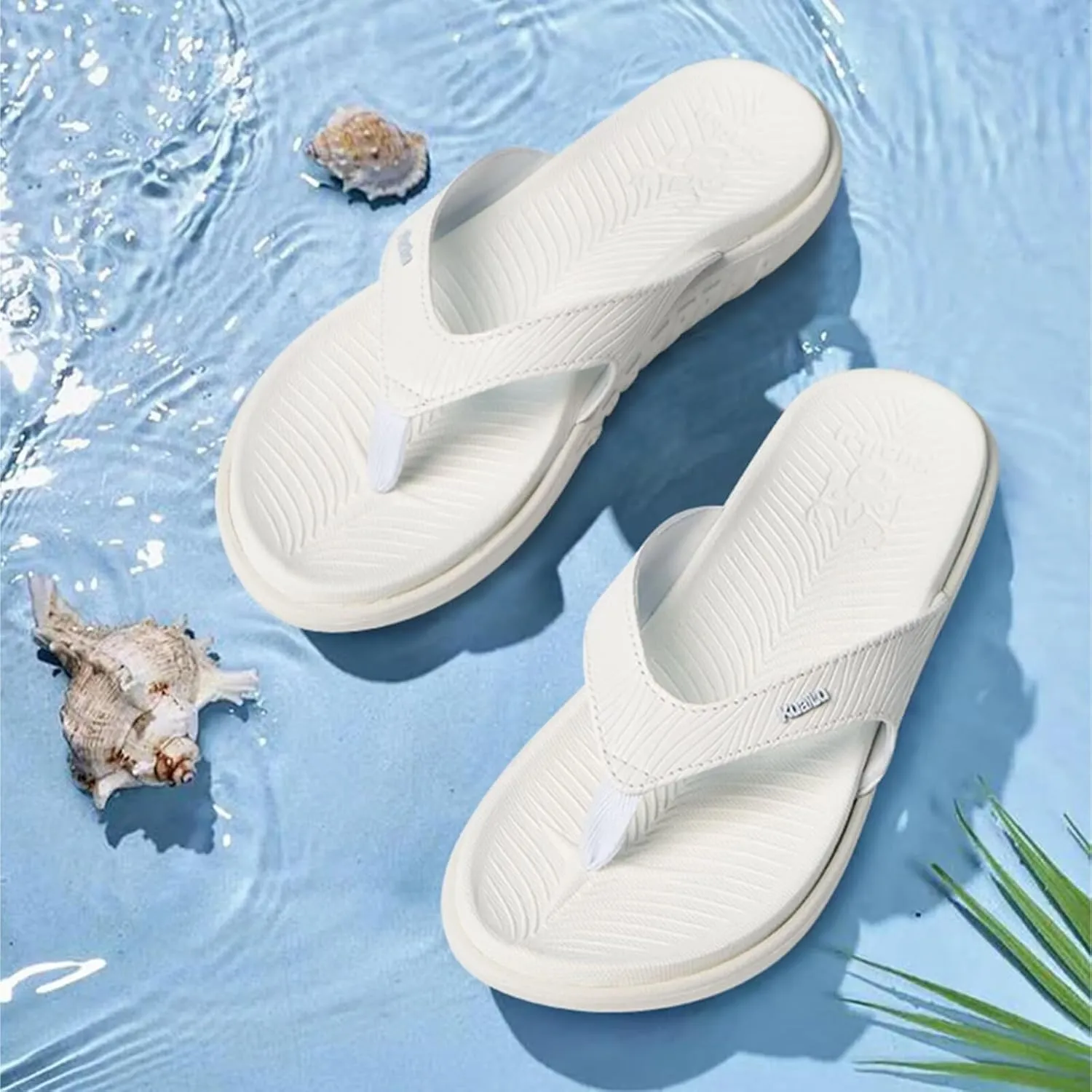 KuaiLu Flip Flops For Women Ladies Orthotic Yoga Mat Cushion Sandals Dressy Womans Lightweight Summer Slip On Beach Thong Sandles with Comfortable Arch Support (US Size 5-12)