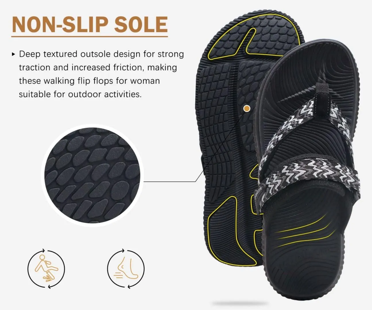 KuaiLu Womens Flip Flops With Arch Support Adjustable Thick Athletic Cushion Recovery Walking Sandals For Woman Ladies Fashion Comfortable Flip-Flop Slides, Water Resistant & Lightweight