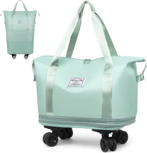 Kulken Wheeled Travel Bag - Large Capacity Luggage with Removable Universal Wheels, Durable Spinner Suitcase for Air Travel (Green)