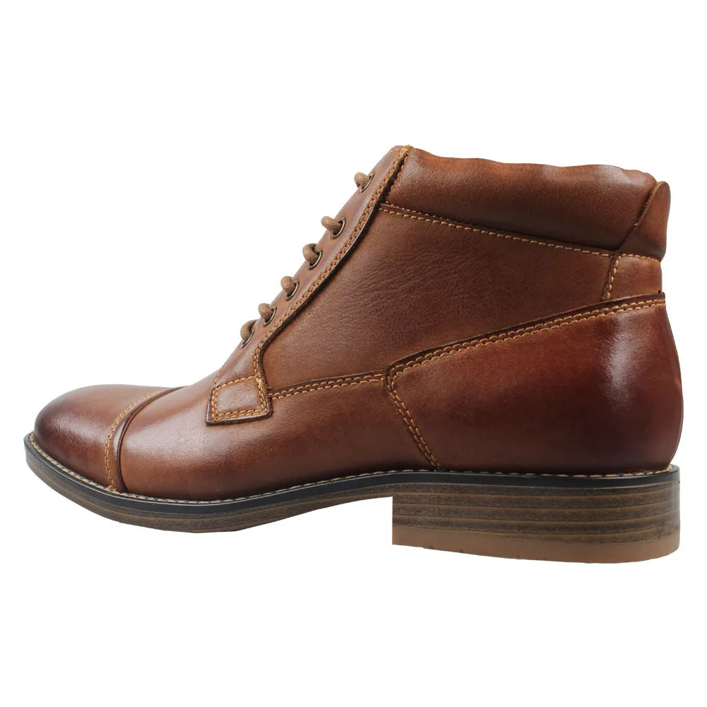 Kunsto Men's Leather Zipper Boots Cap Toe Lace up Outsole Slip Resistant