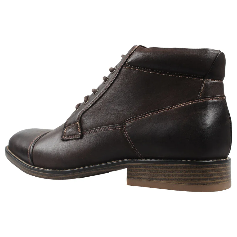 Kunsto Men's Leather Zipper Boots Cap Toe Lace up Outsole Slip Resistant