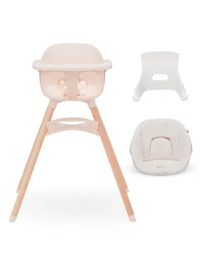 Lalo The High Chair Infant Kit - Convertible Wooden High Chair for Babies & Toddlers with Infant Support & Cushion, Grows with Your Child, Dishwasher Safe Tray, Adjustable Footrest Grapefruit