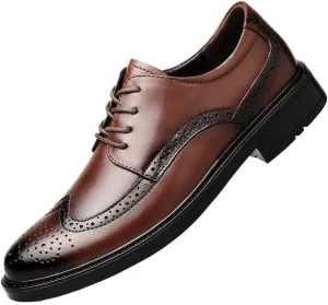 Leather Shoes for Men British Style New Men Oxford Genuine Dress Shoes Brogue Lace Up Flats Male Casual Shoes