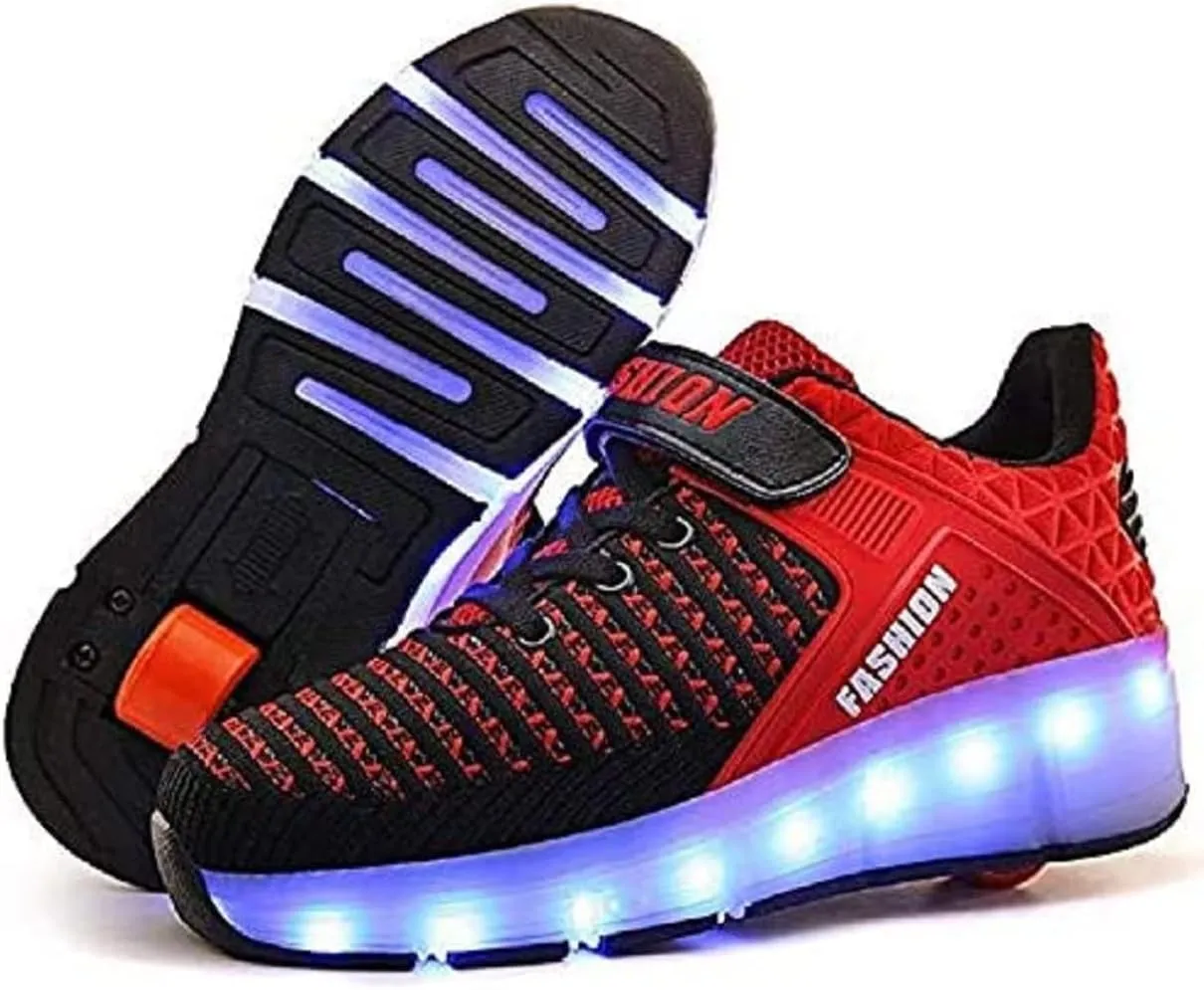 LED Light Up Roller Skates for Kids - Boys & Girls Shoes with Wheels - Colorful Light Shoes