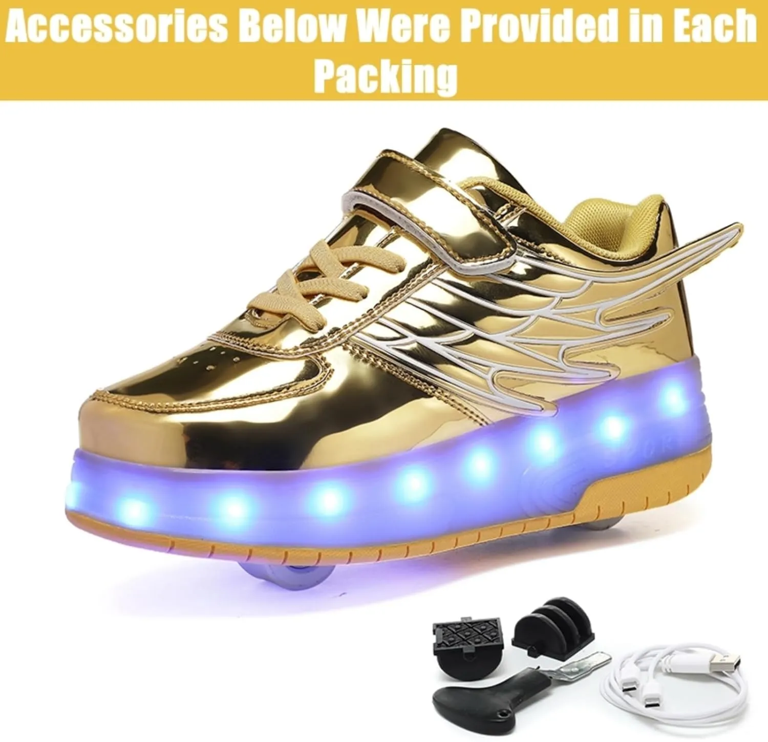 LED Roller Skate Shoes for Kids Boys Girls Light Up Roller Sneakers with Detachable Wheels Rechargeable Flashing Wheeled Shoes