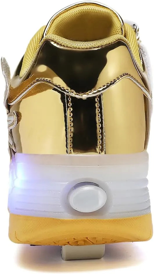 LED Roller Skate Shoes for Kids Boys Girls Light Up Roller Sneakers with Detachable Wheels Rechargeable Flashing Wheeled Shoes