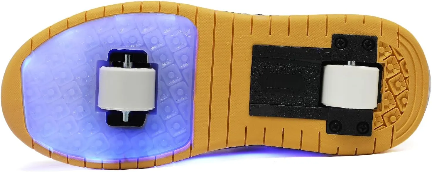 LED Roller Skate Shoes for Kids Boys Girls Light Up Roller Sneakers with Detachable Wheels Rechargeable Flashing Wheeled Shoes