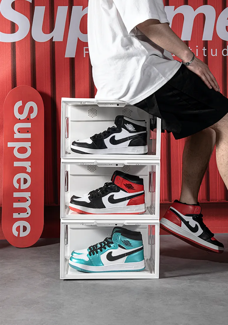 LED UV Light Up Clear Sneaker Shoe Box Display Case