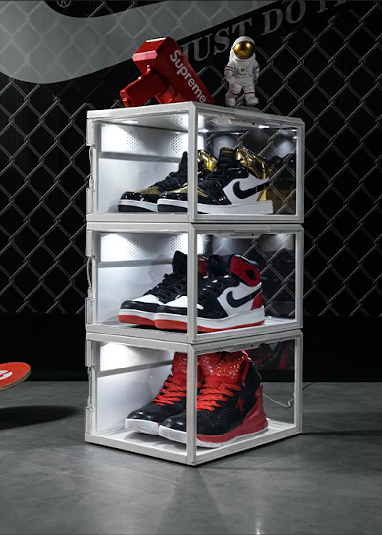 LED UV Light Up Clear Sneaker Shoe Box Display Case