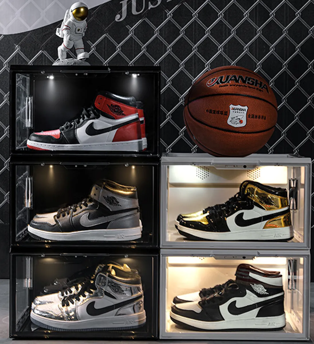 LED UV Light Up Clear Sneaker Shoe Box Display Case