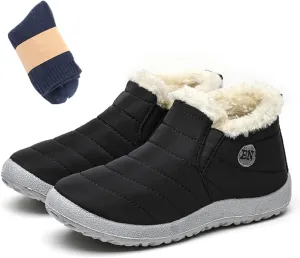 LELEBEAR Vyral Waterproof Winter Boots,Womens Winter Snow Boots Fur Lined Warm Shoes Ankle Boots Slip on