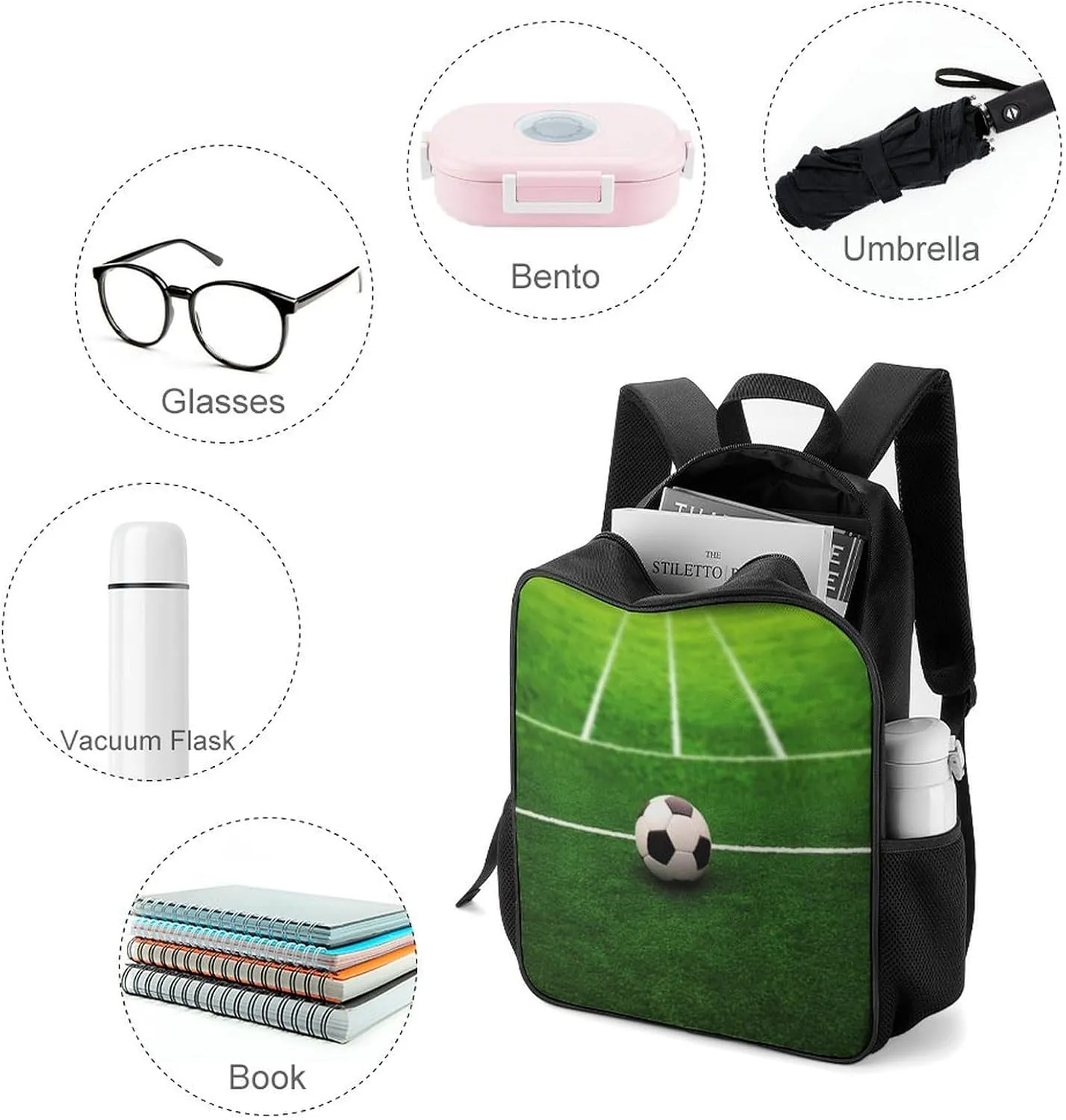 Lightweight Backpacks Cute Travel Bag Durable Grass Field Soccer Playground Printing Small Travel Backpack For Women & Men