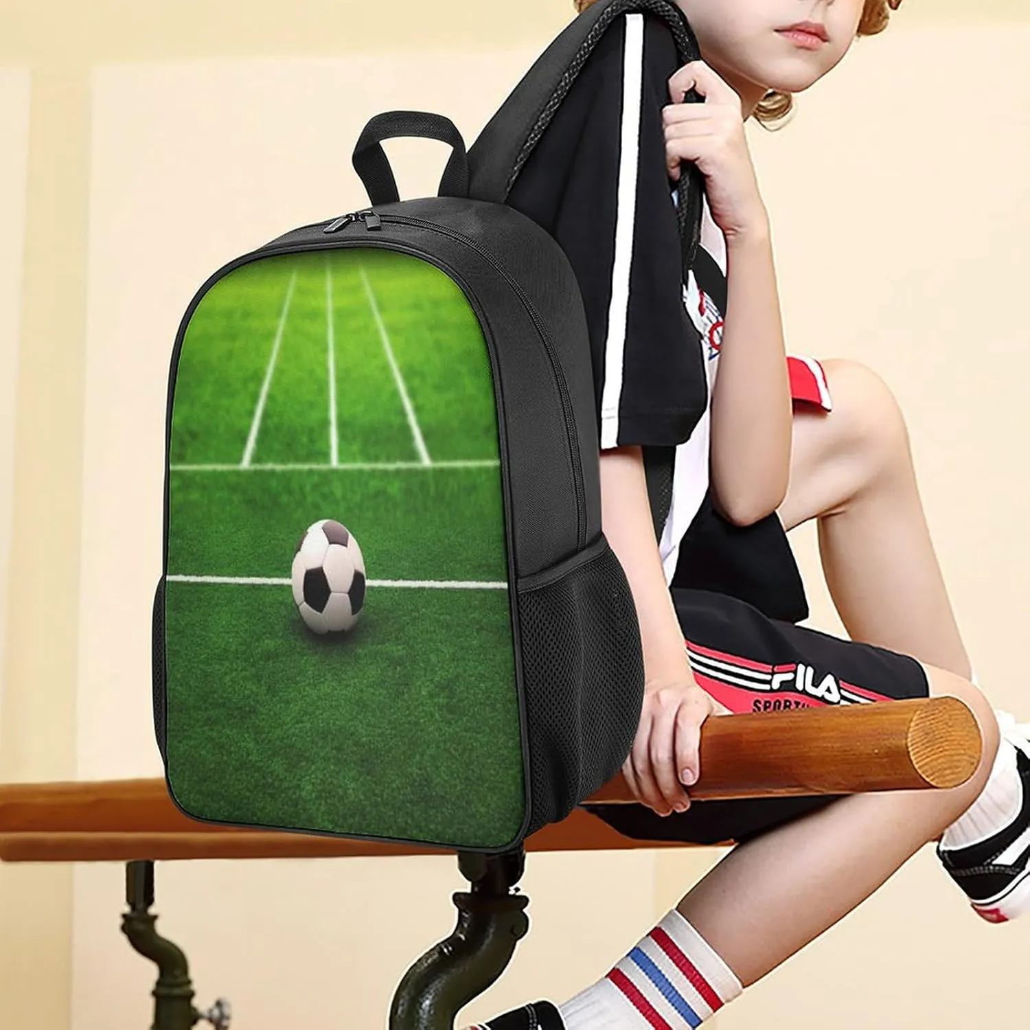 Lightweight Backpacks Cute Travel Bag Durable Grass Field Soccer Playground Printing Small Travel Backpack For Women & Men