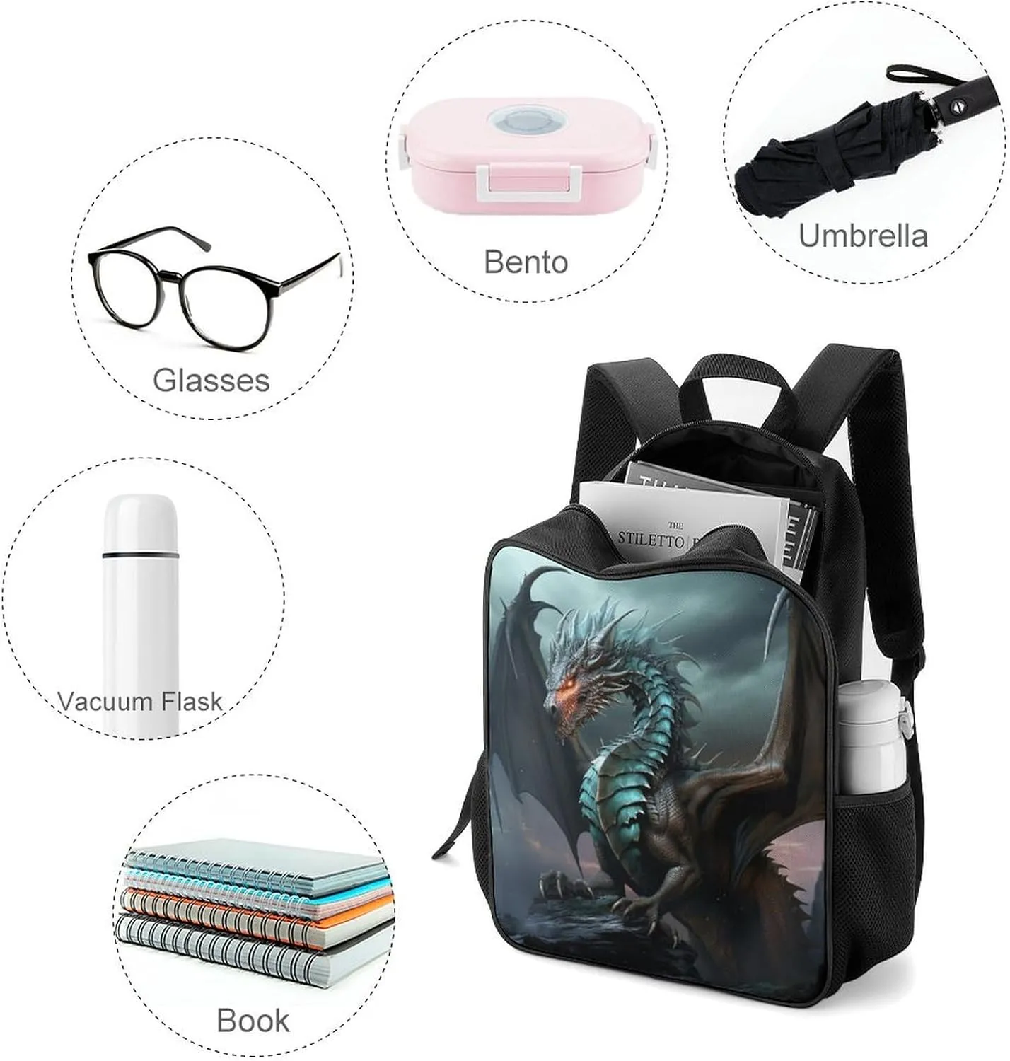 Lightweight Backpacks Cute Travel Bag Durable Mythical Creature Printing Small Travel Backpack For Women & Men