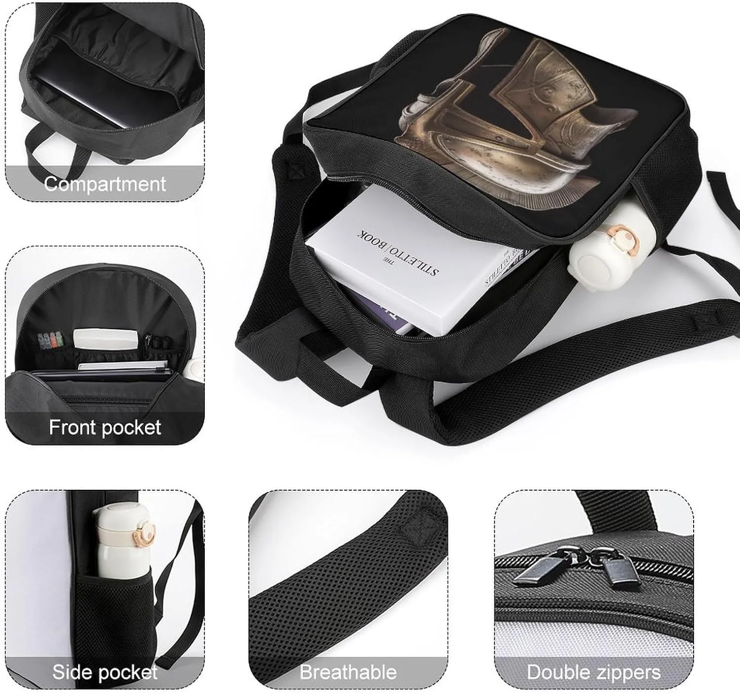 Lightweight Backpacks Cute Travel Bag Durable Warrior Helmet Printing Small Travel Backpack For Women & Men