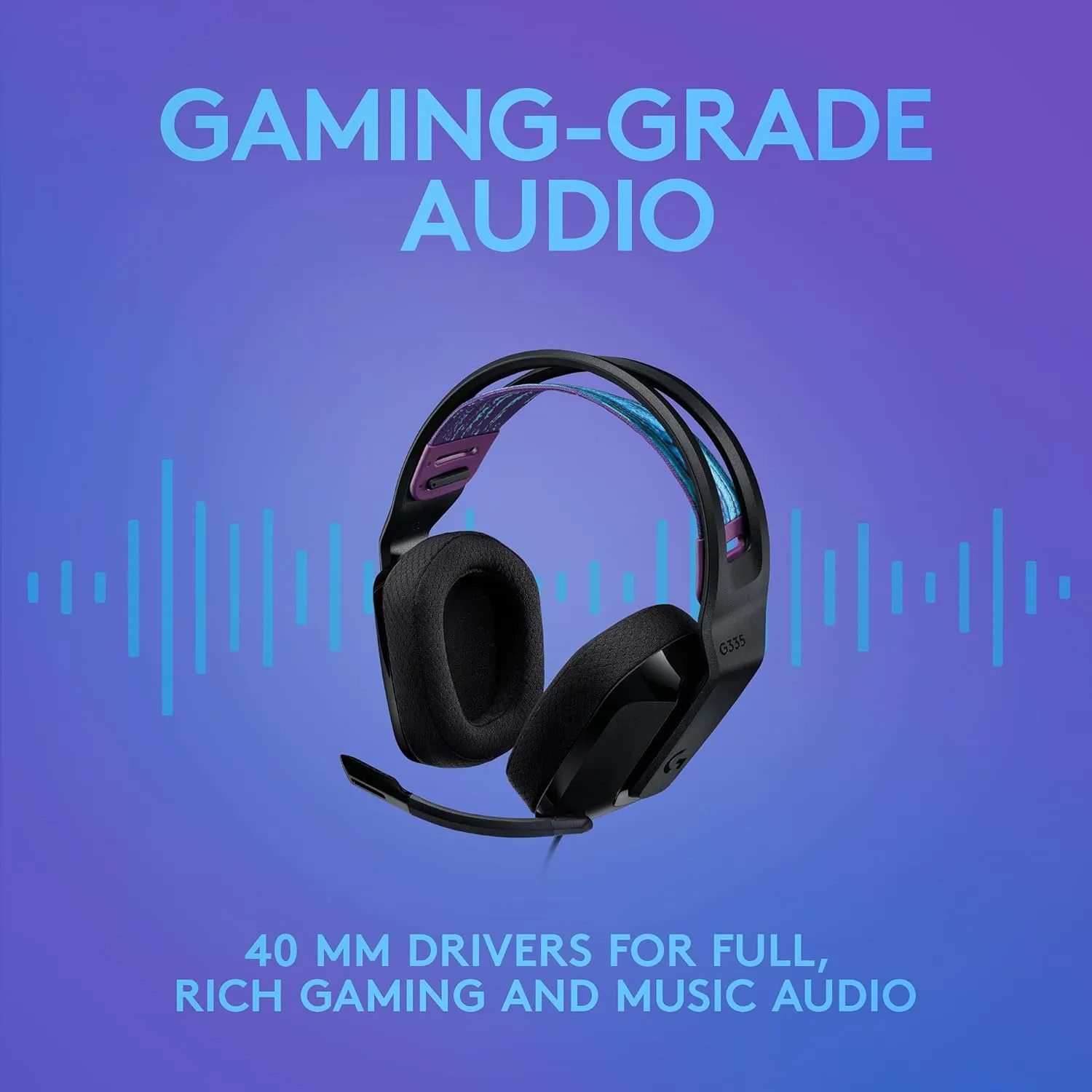 Logitech G335 Wired Gaming Headset, with Flip to Mute Microphone, 3.5mm Audio Jack, Memory Foam Earpads, Lightweight, Compatible with PC, PlayStation, Xbox, Nintendo Switch - Black