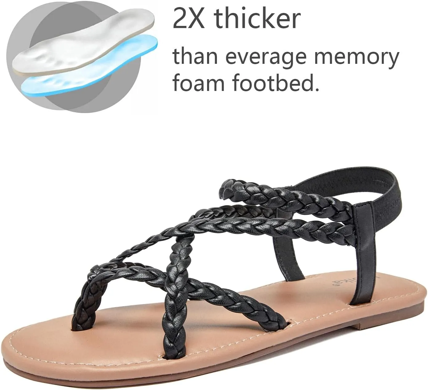 Luoika Women's Wide Width Flat Sandals, Flip Flop Casual Strapy Sandals Slip on Summer Beach Shoes for Women.