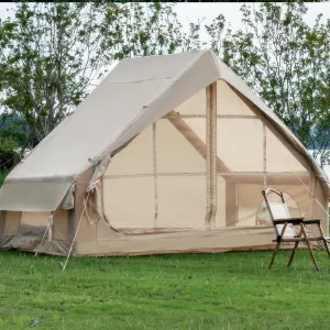 Luxury Glamping Tent for 4-6 People with 12 Mesh Windows - Easy Setup 4-Season Inflatable Tent for Families & Friends, Portable & Weather-Resistant Outdoor Shelter