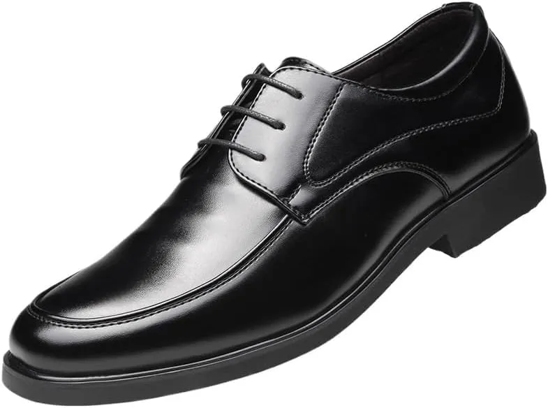 Luxury Handmade Lace-up Genuine Leather Shoes, Men's Monk Strap Dress Shoes, Black Pointed Toe Business Wedding Shoes for Men
