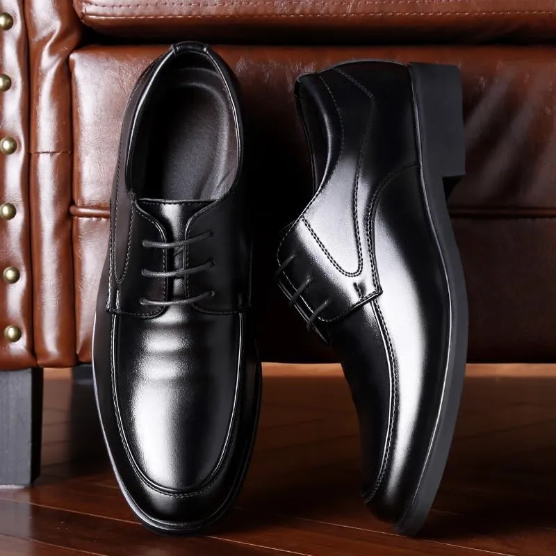 Luxury Handmade Lace-up Genuine Leather Shoes, Men's Monk Strap Dress Shoes, Black Pointed Toe Business Wedding Shoes for Men