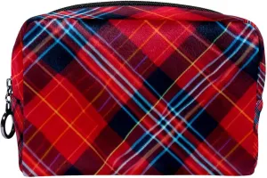 Makeup Bag Organizer,Cosmetic Bags for Women,Classic Stripe Red Plaid,Small Makeup Pouch