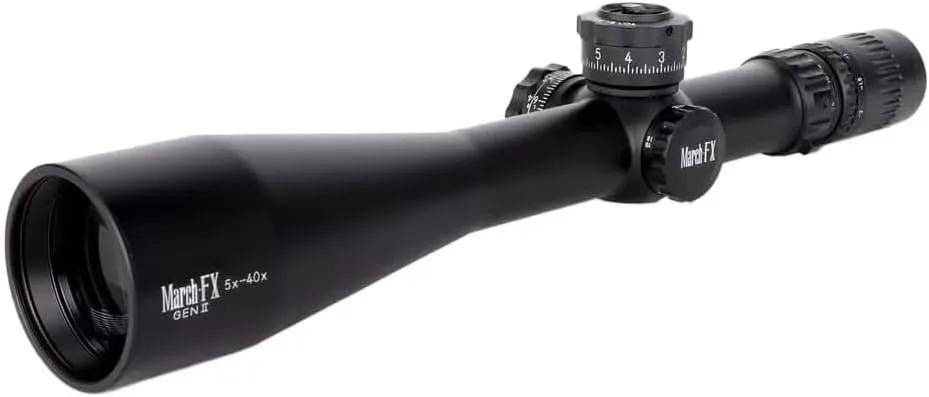 March Scopes FX-Tactical 5-40x56 Gen II Black Rifle Scope w/FMA-2 Reticle - FFP Tactical Riflescope with 1/8 MOA Click Adjustments, Lockable Turrets, & Fast Focus Eyepiece (D40V56FMA8-G2-FMA-2)