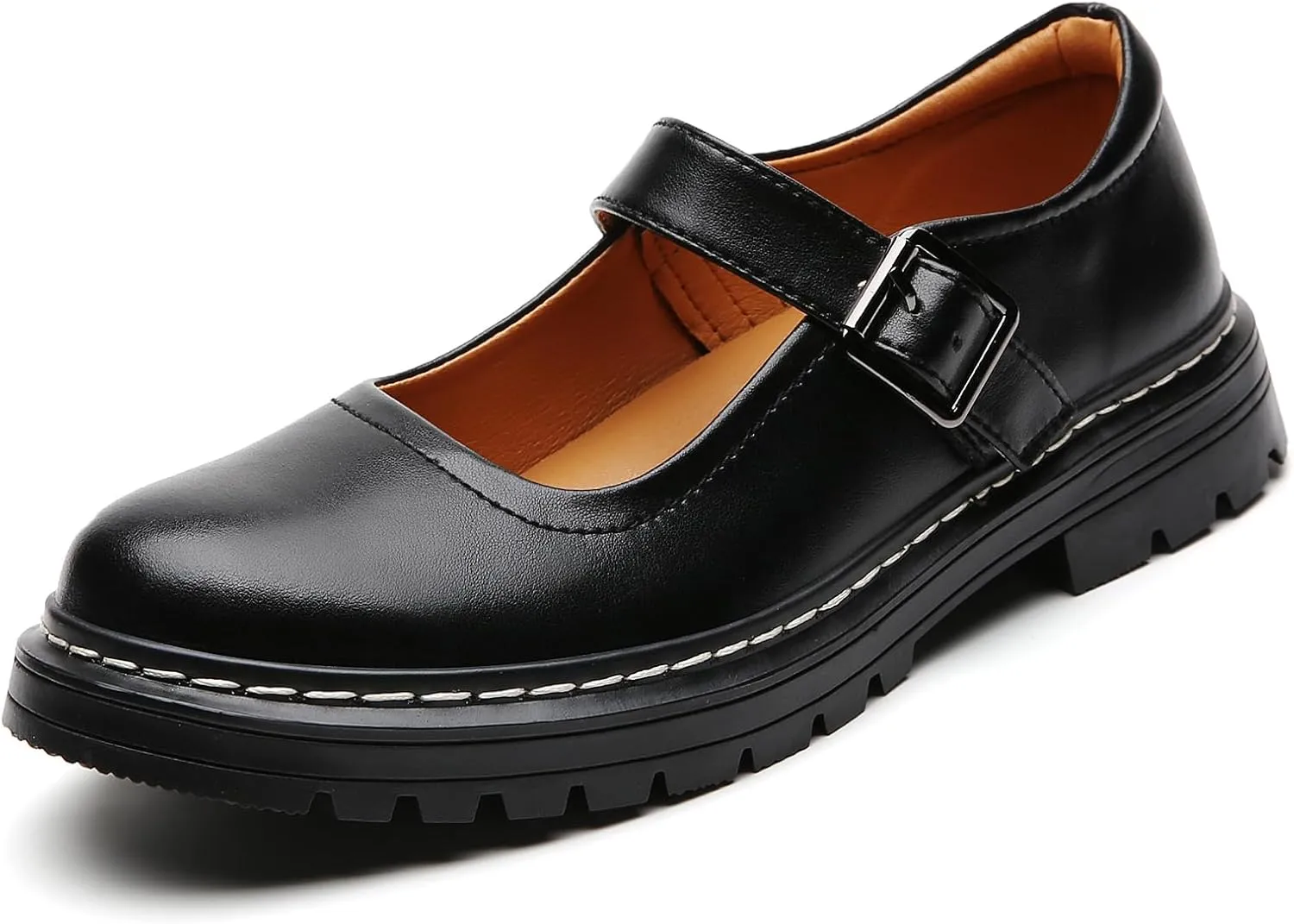 Mary Jane Shoes Women Platform Non-Slip Classics Round Toe Ankle Strap Comfort Casual Oxford Dress Work Mary Jane Flat Shoes
