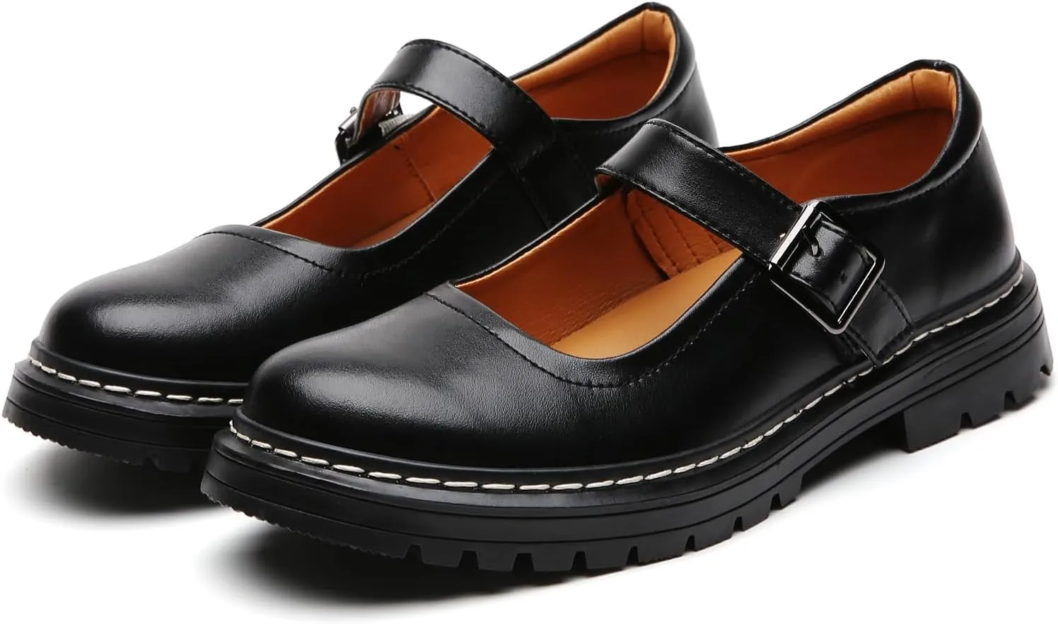 Mary Jane Shoes Women Platform Non-Slip Classics Round Toe Ankle Strap Comfort Casual Oxford Dress Work Mary Jane Flat Shoes