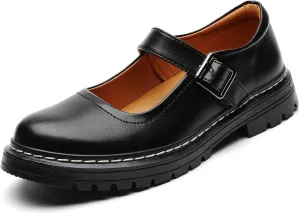 Mary Jane Shoes Women Platform Non-Slip Classics Round Toe Ankle Strap Comfort Casual Oxford Dress Work Mary Jane Flat Shoes