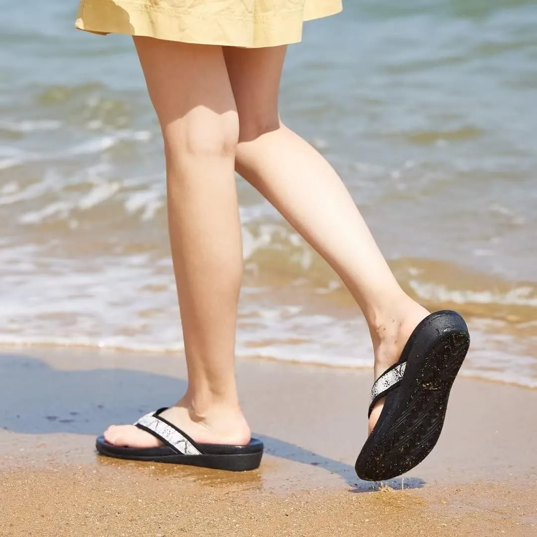 MEGNYA Womens Orthotic Flip Flops, Plantar Fasciitis Sandals for Flat Feet with Arch Support Thong Style Flip Flops, Comfortable Walking Sandals for Beach, Vacation