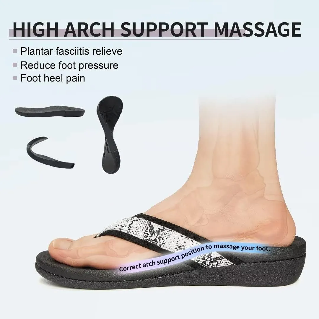 MEGNYA Womens Orthotic Flip Flops, Plantar Fasciitis Sandals for Flat Feet with Arch Support Thong Style Flip Flops, Comfortable Walking Sandals for Beach, Vacation