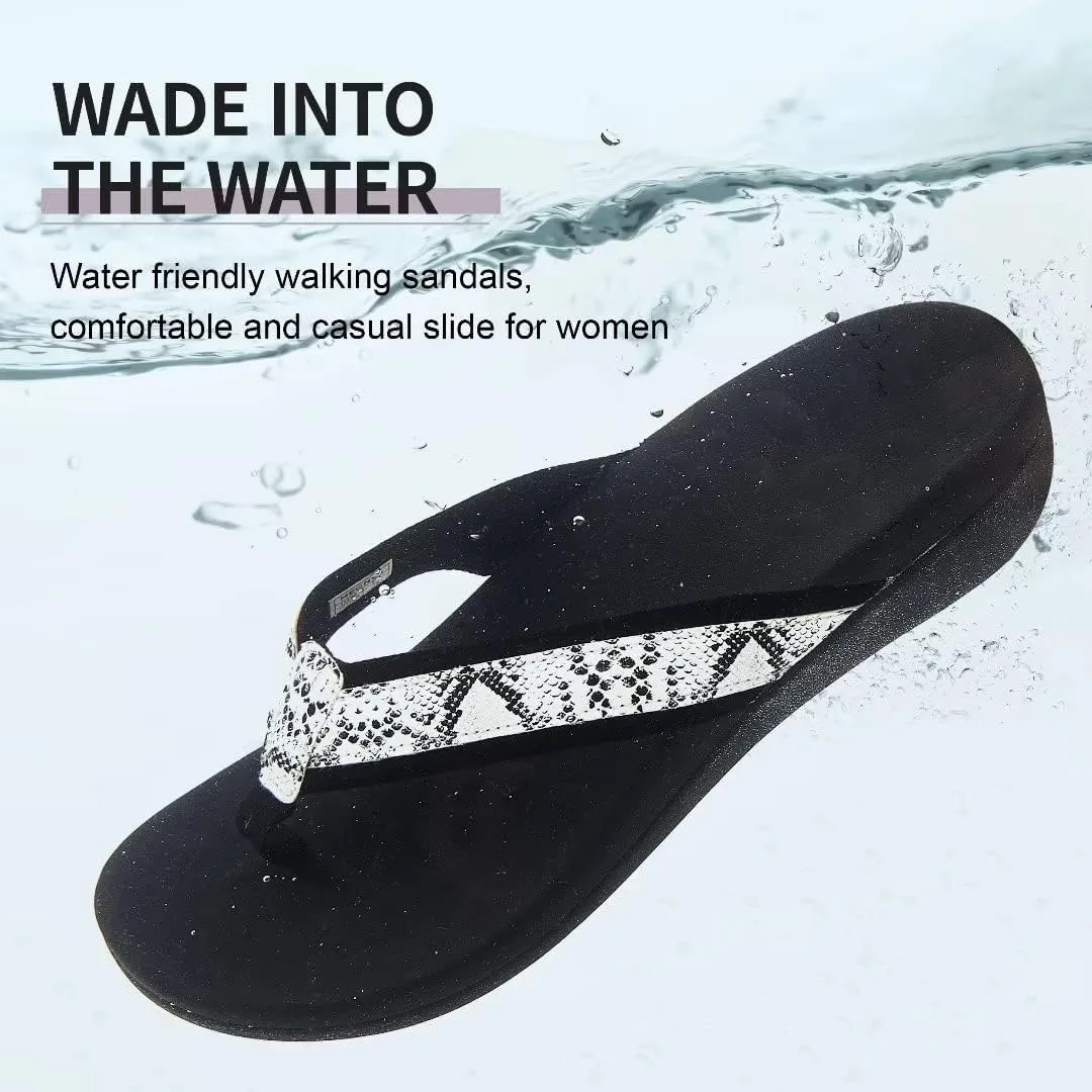 MEGNYA Womens Orthotic Flip Flops, Plantar Fasciitis Sandals for Flat Feet with Arch Support Thong Style Flip Flops, Comfortable Walking Sandals for Beach, Vacation