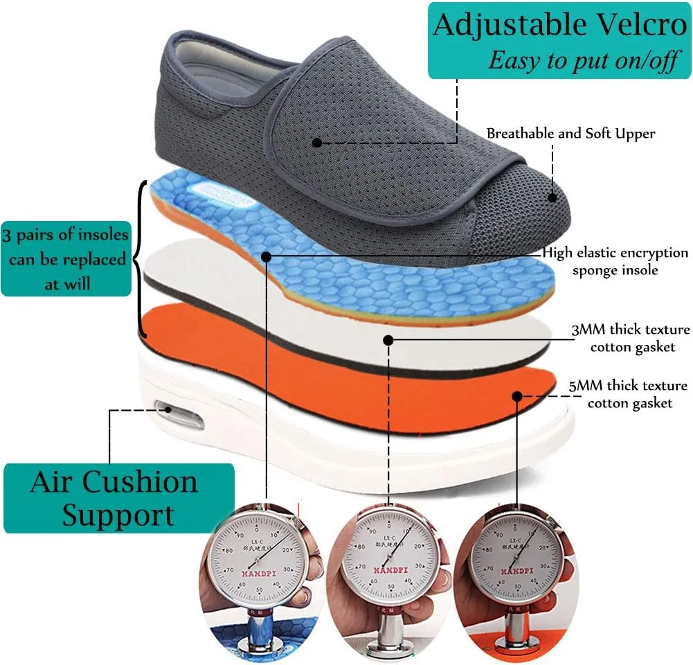 Mei MACLEOD Women's Walking Shoes with Wide Width Lightweight Air Cushion Sneakers Casual Running Jogging Shoes for Diabetic Swollen Feet