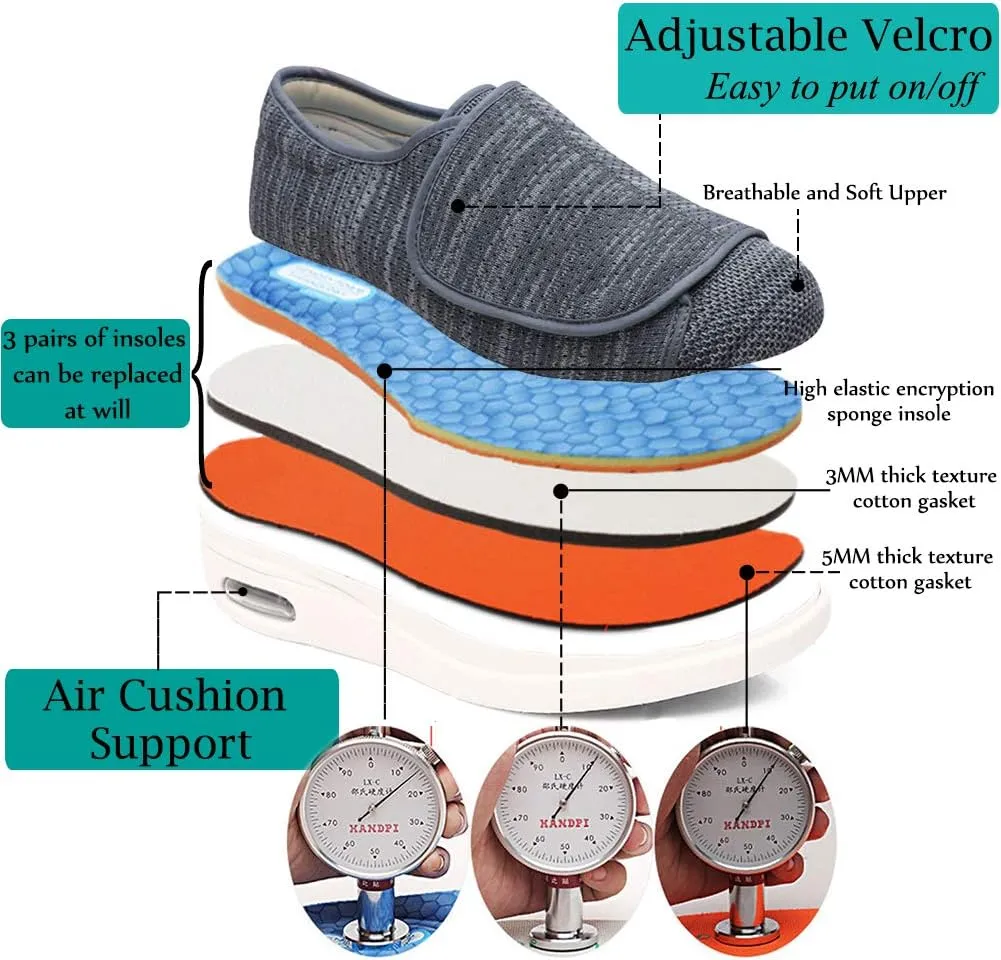 Mei MACLEOD Women's Walking Shoes with Wide Width Lightweight Air Cushion Sneakers Casual Running Jogging Shoes for Diabetic Swollen Feet