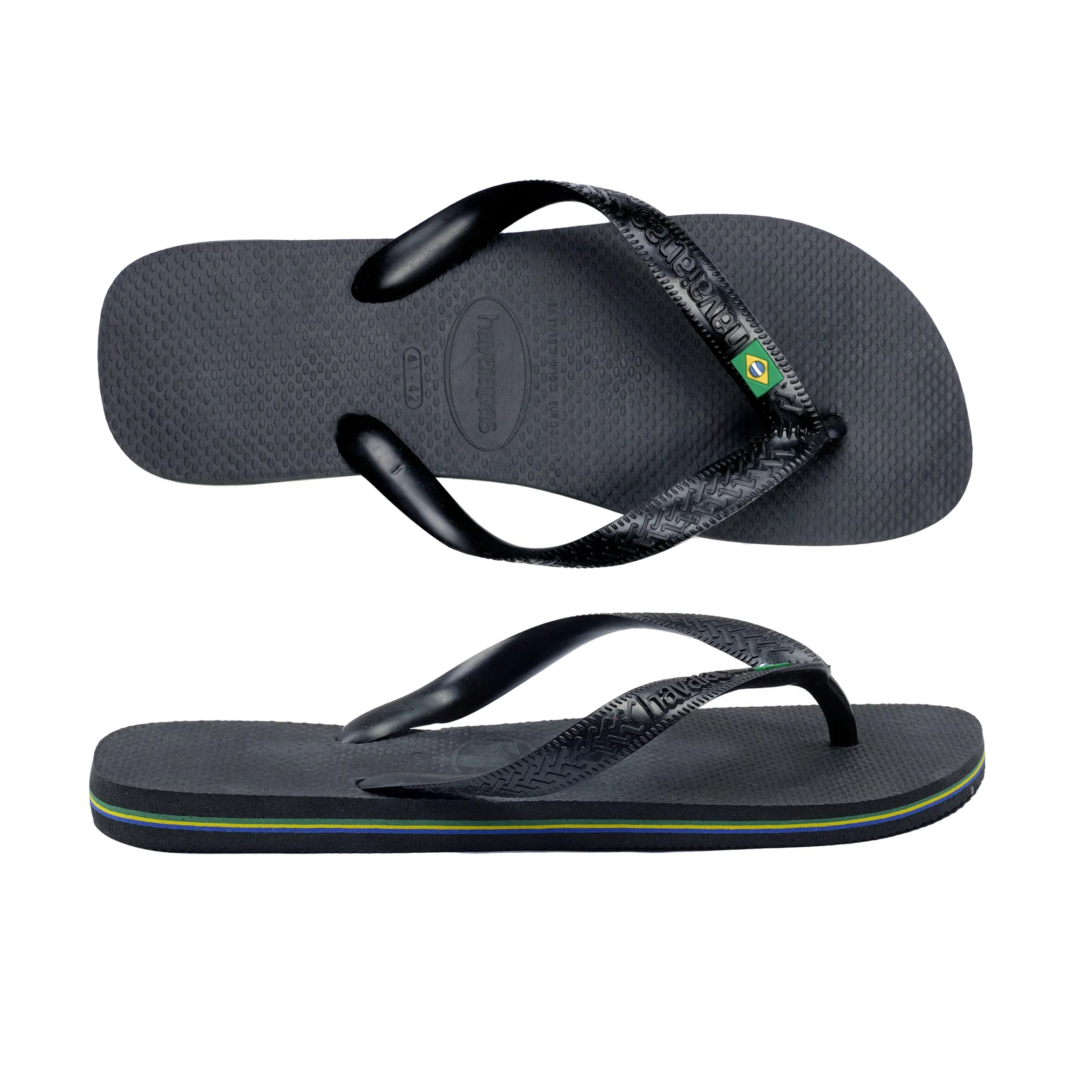 Men Brasil Flip Flops Black