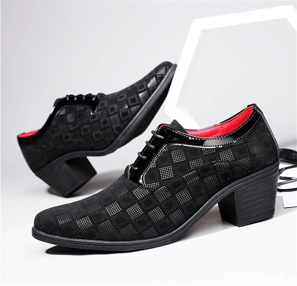 Men Fashion Dress Business Shoe Pointed Toe Floral Patent Leather Lace Up Oxford Black Red Blue