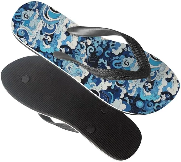 Men Hawaii Flip Flop Sandal Geometry Lightweight Thong Sandals Xmas Santa Claus Unisex Bathroom Orthotic Flip Flops