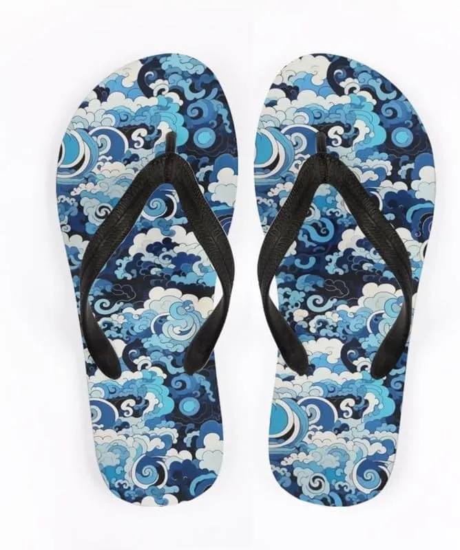 Men Hawaii Flip Flop Sandal Geometry Lightweight Thong Sandals Xmas Santa Claus Unisex Bathroom Orthotic Flip Flops