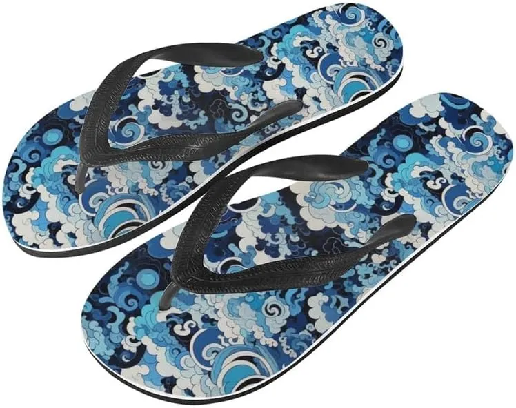 Men Hawaii Flip Flop Sandal Geometry Lightweight Thong Sandals Xmas Santa Claus Unisex Bathroom Orthotic Flip Flops
