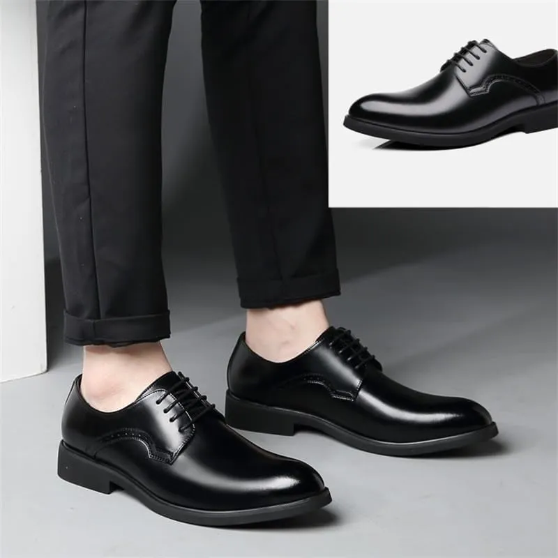 Men's British Business Formal Leather Shoes Pointed Toe Lace-up Youth Oxford Shoes Versatile Low-top Slip Resistant Rubber Wear-Resistant Casual Shoes for Men
