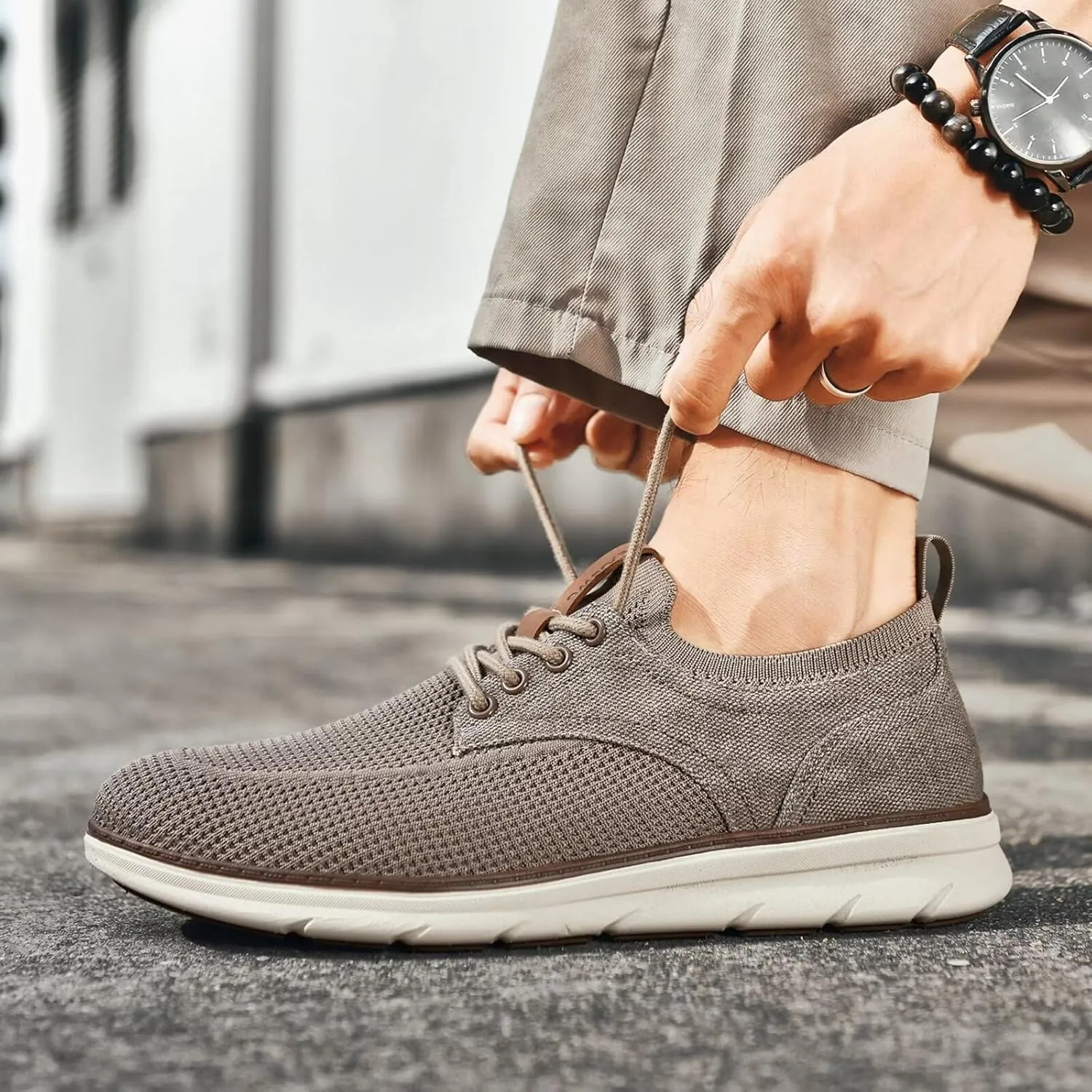 Men's Casual Dress Oxfords Business Walking Shoes Comfortable Mesh Work Sneakers