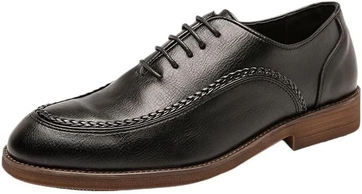 Men's Classic Retro Brogue Shoes, Mens Lace-Up Business Leather Shoes, Dress Office Flats, Comfy Men Casual Shoes, Men Wedding Party Oxfords