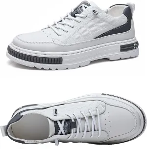 Men's Crocodile Pattern Waterproof Cowhide Shoes,Height Lifting Non-Slip Casual Softsole Oxford Fashion Leather Lace-Up Sneaker