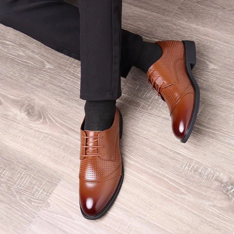 Mens Dress Oxford Fashion Lace Up Comfort Orthopedic Plain Toe Vegan Leather Working Anti-Slip Non Slip Resistant Shoe