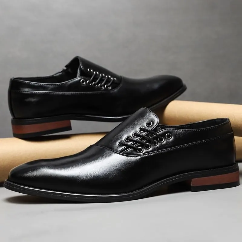 Men's Dress Oxford Formal Shoes Classic Lace Up Working Cap Toe Design Top-Grain Leather Non Slip Rubber Sole Slip Resistant Anti-Slip Wedding