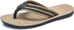 Men's Flip Flop Beach Sandals,Non Slip Comfortable Slippers Women's T-clip Sandals Suitable for Outdoor/Indoor/Travel Brown