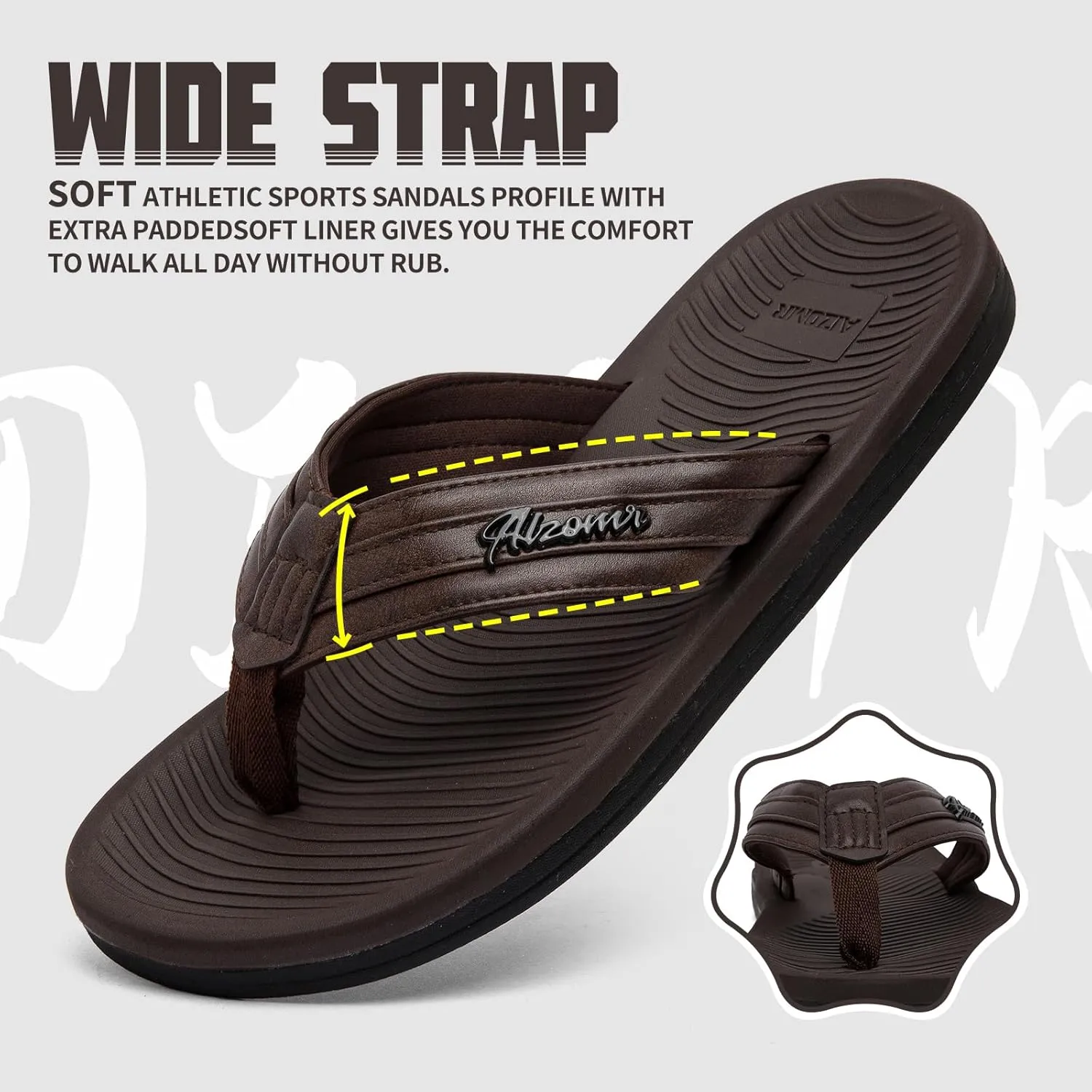 Men's Flip Flop Casual Comfortable Thong Sandals Summer Beach Lightweight Non-Slip Athletic Slide Sandals