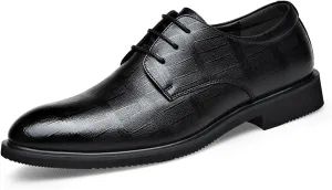 Men's Oxford Shoes Retro Leather Embossed Lace-up Formal Dress Shoe Patent Leather Luxury Groom Wedding Shoes Low Top Rubber Sole Resistant Non Slip Anti-Slip Wedding