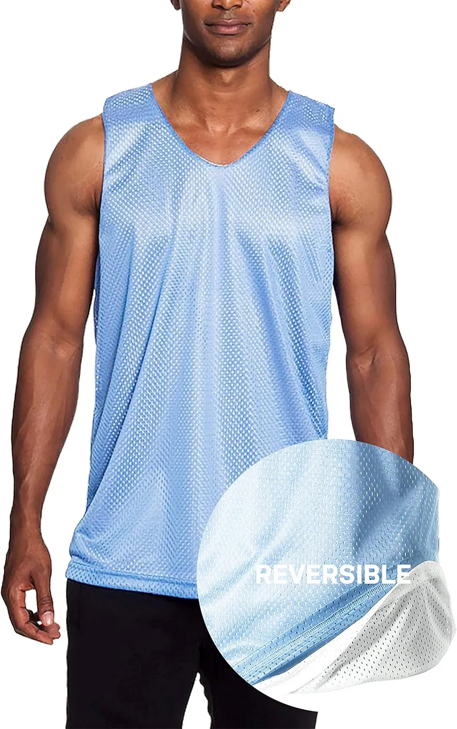 Mens Reversible Basketball Jersey Premium Moisture Wicking Mesh Tank Top
