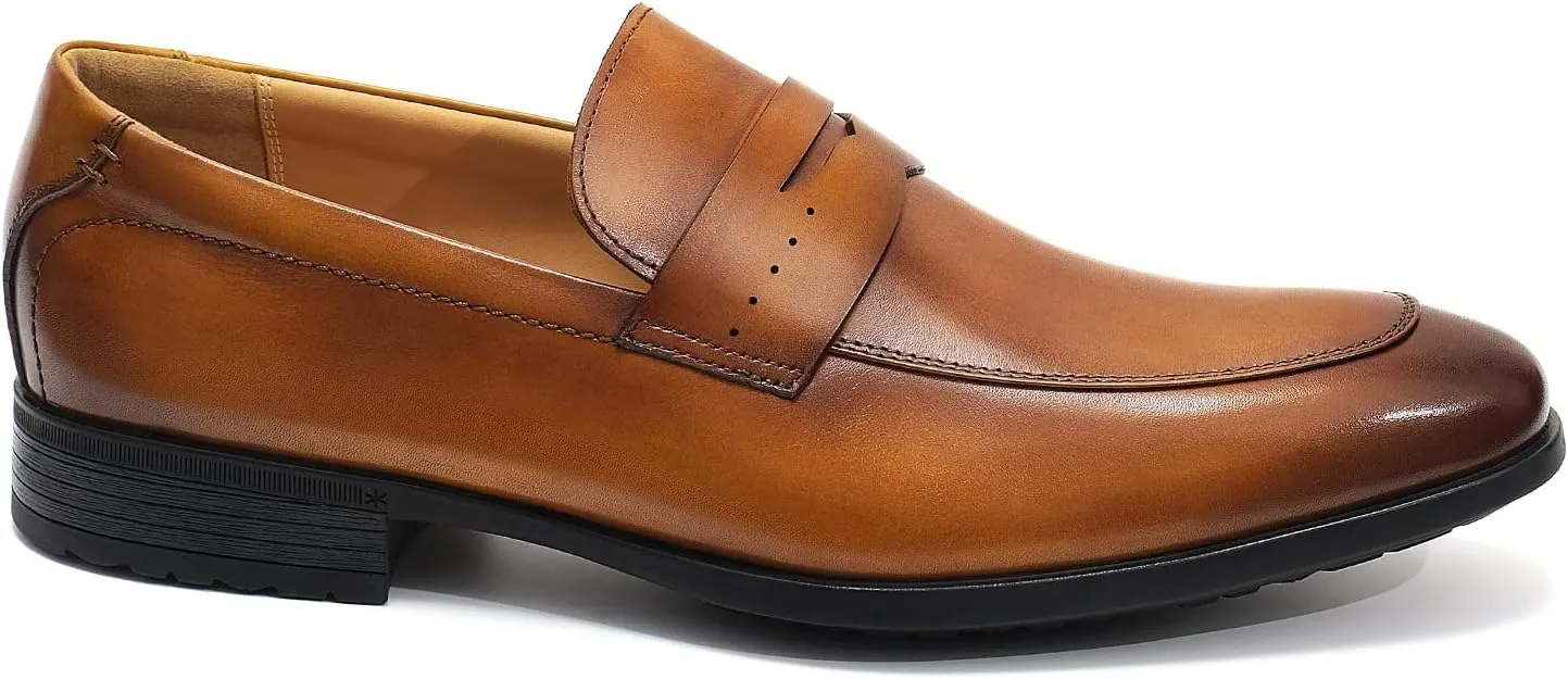 Men's Slip on Oxford Dress Shoes Classic Handmade Calfskin Manufacturing More Compact, Choose The Right Size to Modify The Foot Shape